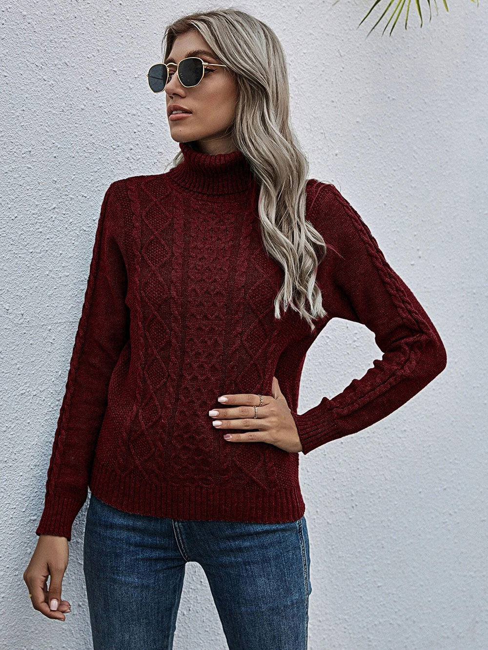 بلوز گردن بلند پشمی - تصویر 2